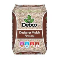 Bag of Debco Designer Mulch Natural 40L. This premium mulch is perfect for decorating gardens, conserving water, restricting weeds, and insulating soil.