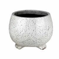 Tang Bowl White with Feet decorative pot for feature plants glazed pots