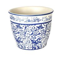 Tang Mini Cover Floral Blue decorate glazed pot for feature plants