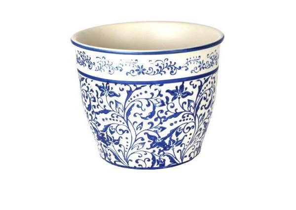 Tang Mini Cover Floral Blue decorate glazed pot for feature plants