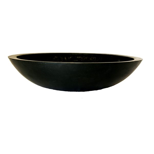 One large black feature bowl pot for decorative plants and gardens