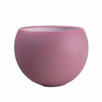 Round Eurocolour Luna Sphere Pink S 17x13cm ceramic planter pot against a white background.