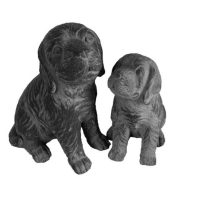 Crafted in grayscale, the Portica Dog Rust Decor L 19x14x23cm features two exquisite stone sculptures of seated puppies that blend seamlessly with any decor. These delightful pups add a touch of rustic charm to your space.