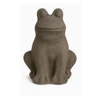 A brown Iridami Frog Traditional sculpture measuring 30x40cm, shown sitting upright and facing forward on a white background.