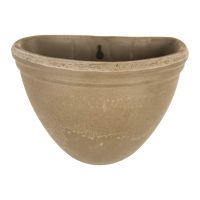 Eurocotta Wall Planter Basalt, semi-circular and smooth-textured, made of ceramic or clay, measures 18x14cm and features a small hanging hole on the back.