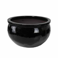 A round, glossy blue Glazed Flat-Rim Bowl XL (46x26cm) with thick walls and a wide opening, set against a plain white background.