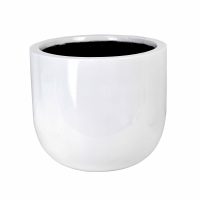 An UrbanStyle Egg Matt Black M 30x27cm ceramic planter with a glossy finish and open top, shown against a white background.