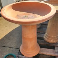 terracotta orange Birdbath