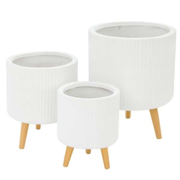 GardenLite Torino Corrugated Cylinder White with Legs S 28x27cm