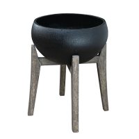 UrbanStyle Bowl with Legs Cement S 40x42cm (Copy), displayed on a wooden tripod stand against a white background.