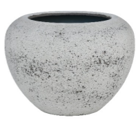 Round, textured UrbanStyle Corfu Planter in WhiteSand (54x48cm) with a wide opening and empty interior, set against a white background—ideal to pair with the sleek Egg Matt Black collection.