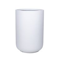 A plain, white cylindrical plant pot with a smooth surface, displayed on a white background.