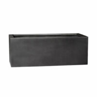 The Urban ShallowTrough Black 120x45x40cm rectangular planter box with straight edges is shown against a plain white background.